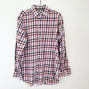 Peter Millar Mens Shirt Plaid Long Sleeve Cotton. Size L